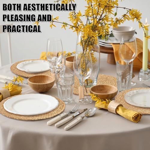 Kochorie Set of 24 Round Woven Placemats 13.5-Inch Natural Water
