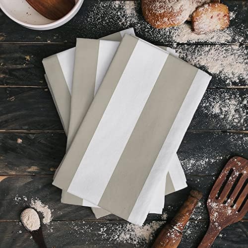 Kitchen Towels or Dish Towels, Beige White Stripes 18 X 28 Inches