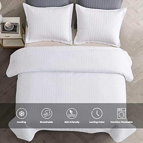 Maple&Stone White Quilt Set Queen Size, Lightweight Bedspread