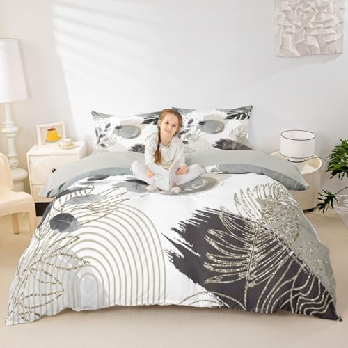 Erosebridal Gray Boho Mid Century Duvet Cover Full Size Bohemian