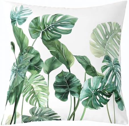 jejeloiu Palm Leaf Throw Pillow Covers 22"x22" Set of 2 Kids Botanical