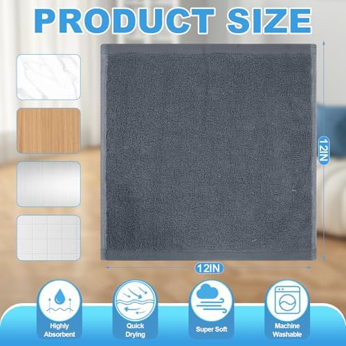 36 Pack Washcloths, 100% Cotton Wash Cloths, 12x12 Inch, Grey