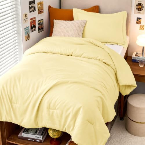 MUXHOMO Twin/Twin XL Comforter Set, 2-PC All-Season Bedding, Cream