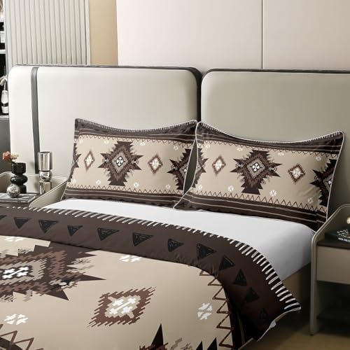 jejeloiu Bohemian Theme Duvet Cover 100% Cotton Queen Size Boho Stripe
