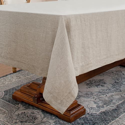 Linen World Linen Tablecloth,100% French Linen Natural Tablecloth 55"