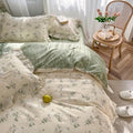 mixinni Reversible Green Floral Duvet Cover Set Twin XL Size - 100%