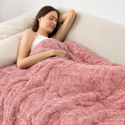 Wemore Weighted Blanket for Adults Queen Size 15 lbs 60"x80" Apricot