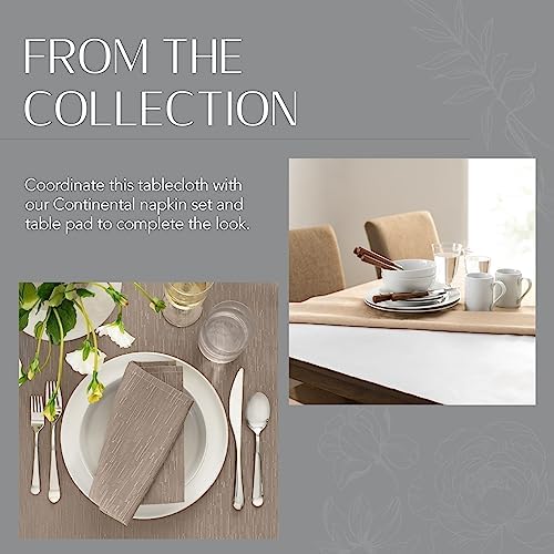 Continental Solid Texture Water Resistant Tablecloth, Taupe - 70" W x