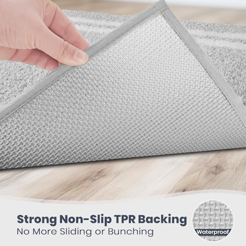 PURRUGS Bathroom Runner Rug, Bath Mat, 24" x 60", Light Grey