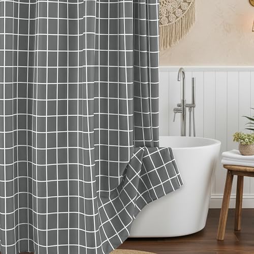 Fabric Farmhouse Shower Curtain-Modern Bathroom Shower Curtains Dark