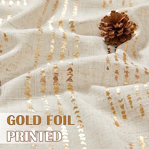 jinchan Linen Curtains Farmhouse Boho Drapes 108 Inch Grommet 2 Panels