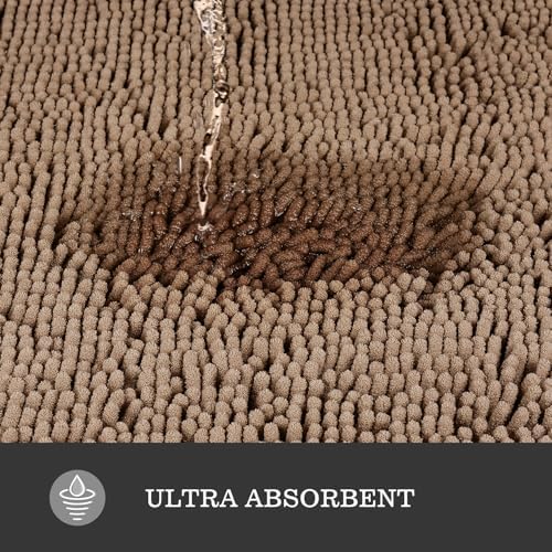 Yeaban Chenille Taupe Bathroom Runner Rug 24"x60"