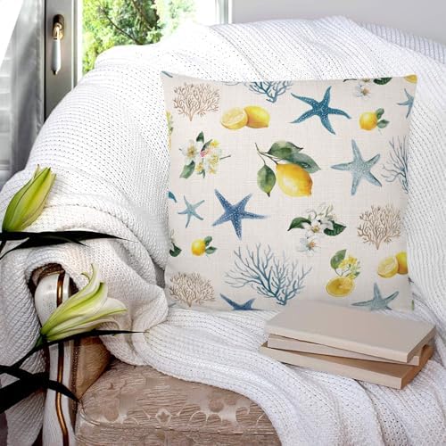 Pillow Covers 20x20 Set of 2, Summer Ocean Starfish Throw Pillow