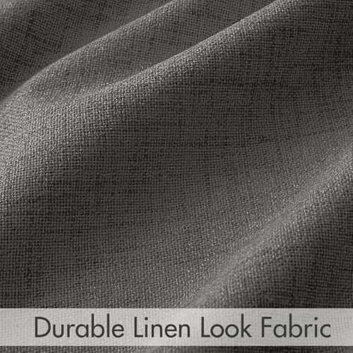 MIULEE 100% Blackout Curtains Linen Curtains 84 Inches Long, Dark Gray