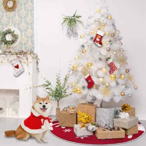 MACTING 30 Inch Red Burlap Christmas Tree Skirt