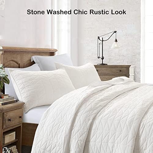 HORIMOTE HOME Quilt Set King Size, Stone-Washed Chic Rustic Cream