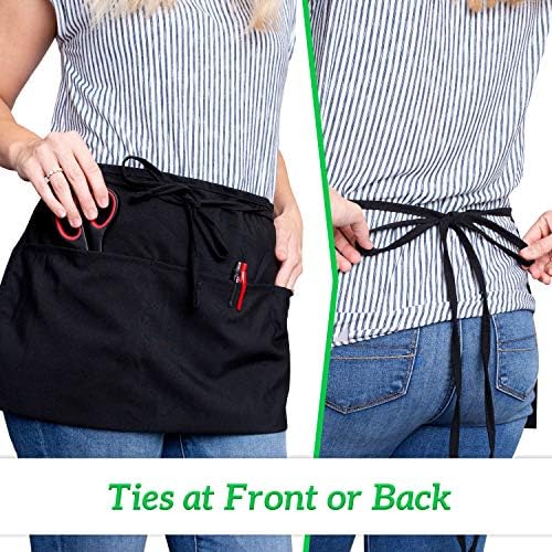 GREEN LIFESTYLE Server Aprons with 3 Pockets - Waist Apron, Waitress