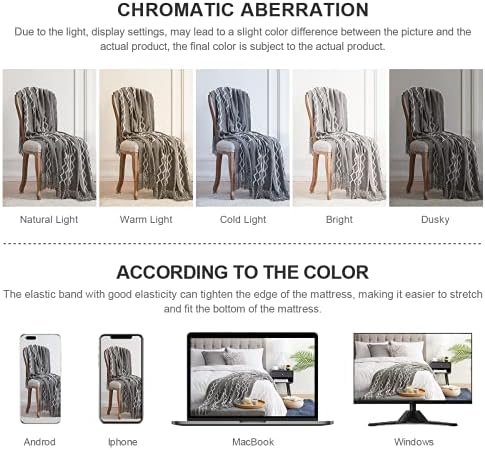 BOURINA Knitted Throw Blanket Boho Chenille Outdoor Blanket,Grey