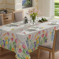 XCHI Wildflowers Tulips Flowers Spring Tablecloth Square Summer Table
