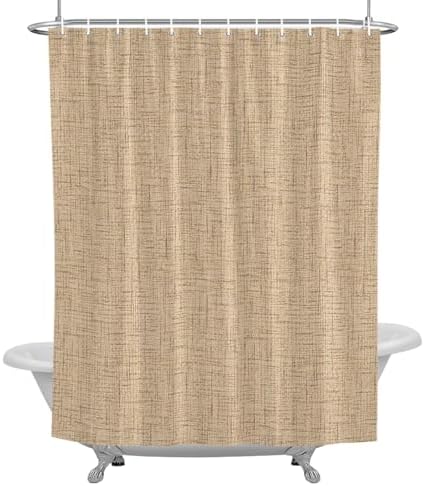 Beige Khaki Solid Shower Curtain 84 inches Extra Long Minimalist Cloth