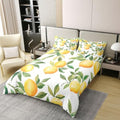 Manfei Lemons Duvet Cover Set Full Size 100% Cotton,Fruit Leaves Plant