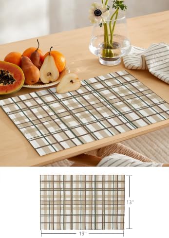 Tan Lines Table Mats Set of 6 with Table Runner 90 Inches Long,Modern