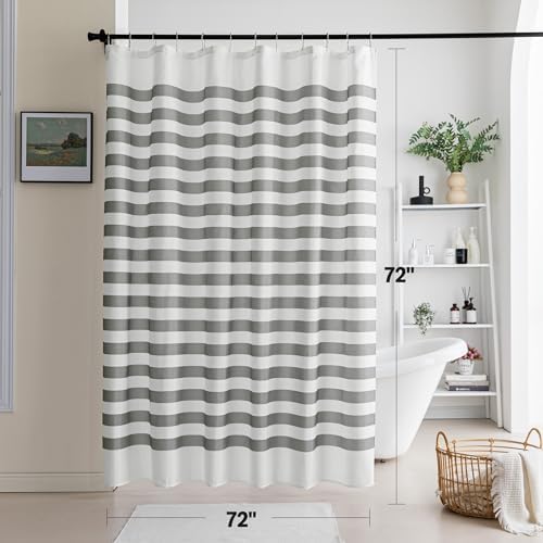 Amazon Basics Faux Linen Printed Shower Curtain for Bathroom