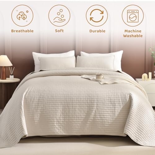 Sanracie California King Bedspreads 120"x120", 100% Cotton Wheat