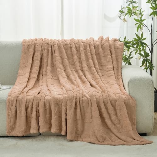 FY FIBER HOUSE Ultra Soft Fuzzy King Blanket, 90"x108", Khaki