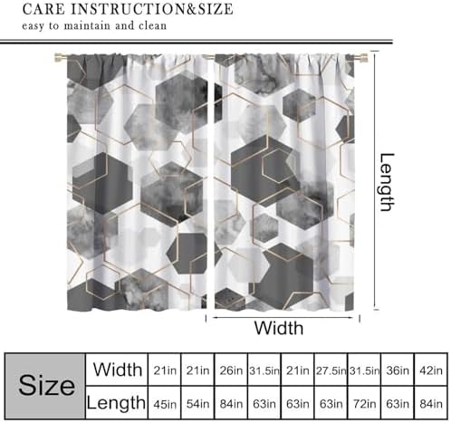 Grey Modern Curtains Gray Geometric Art Abstract Curtain with Rod