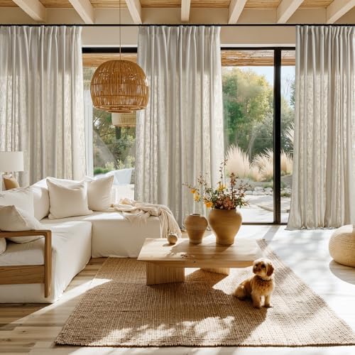 NICETOWN Taupe Thick Linen Curtains 84 Inches Long for Living Room 2