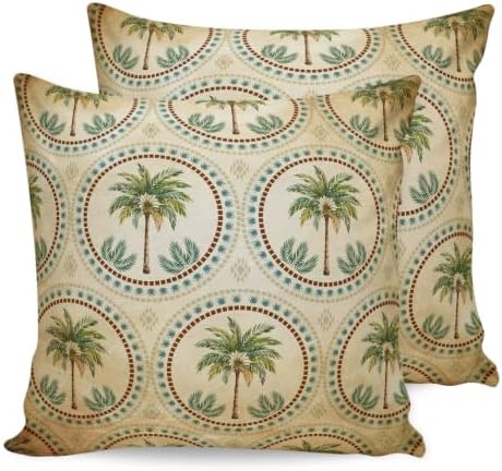 Vintage Date Palm Trees Pillow Covers 16x16 inch Set of 2 Summer