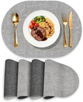 Oval Placemats for Dining Table Set of 4, 11.8 x 17 Inch, Light