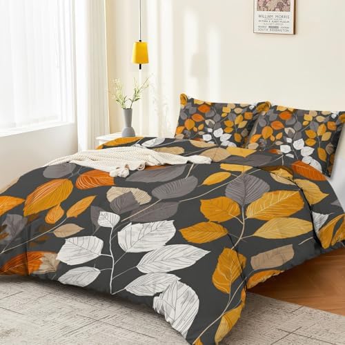 Double-Sided Printed Bedding with Minimalism Leaves Plants