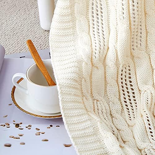 Aormenzy Cable Knit Throw Blankets 50 x 60 Inches, Soft Cozy and