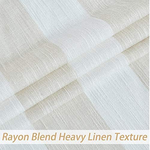 Central Park Beige White Vertical Stripe Curtain Semi Sheer, 44" Wx84
