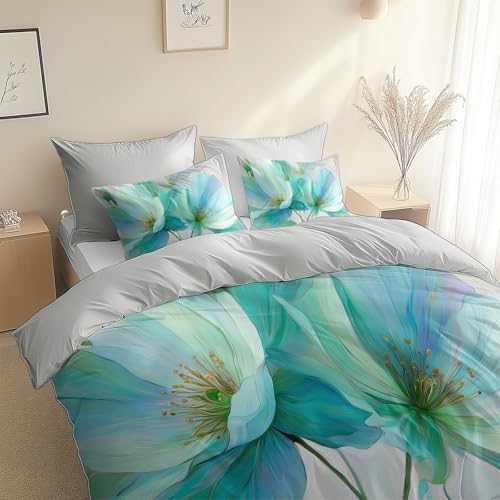 Light Gray Duvet Cover Set King Size, Kids Teens Minimalist Style