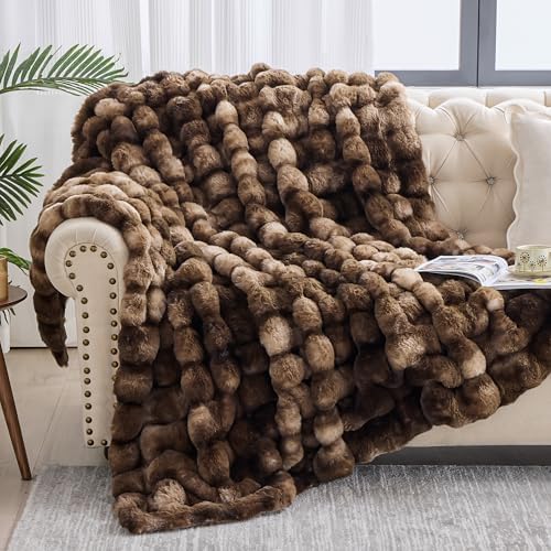 NORD ECO Luxury 1000GSM Faux Rabbit Fur Throw Blanket, Super Heavy