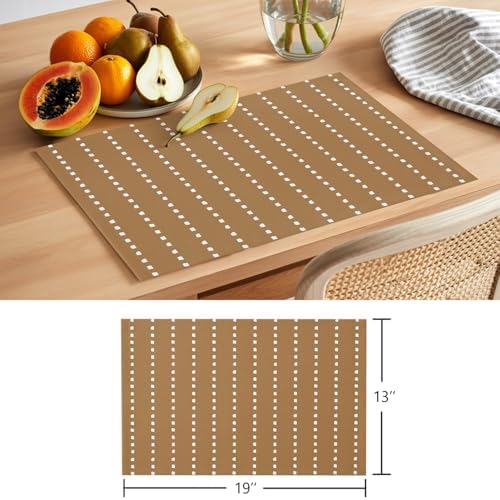 Round Placemats Set of 8 Fall Neutral Tan Place Mats Rustic Minimalist