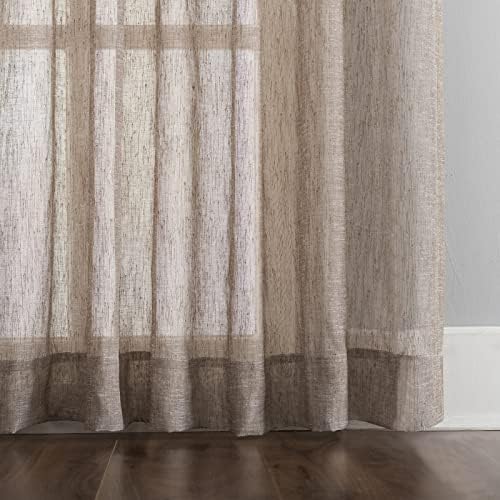 Semi Sheer Curtains Panles, Faux Linen Rod Pocket Window Sheer