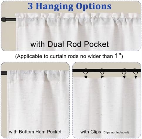Chyhomenyc Natural Curtains 120 Inch Length 2 Panels Set, Faux Linen