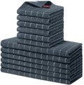 Homaxy Cotton Terry Kitchen Towels and Dishcloths Set of 12, Dark Grey