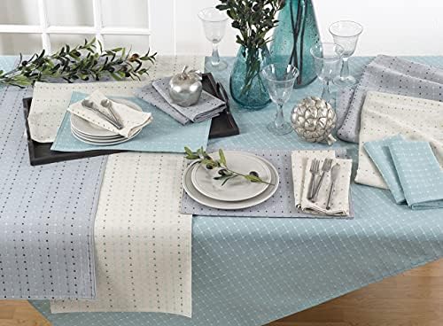 Fennco Styles Modern Stitched Line Tablecloth 70" W x 70" L - Grey