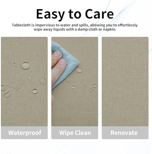 Easy-Going Waterproof Faux Linen Tablecloth, Rectangle, 52x70in, Linen