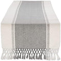 DII Dobby Stripe Table Runner, 13x72 Cool Gray & Cream Background