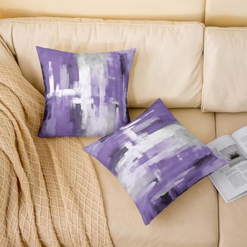 Feelyou Purple Throw Pillow Covers Set of 2 Abstract Rust Art Cushion