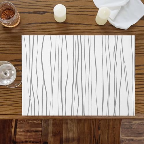 Gray Placemats Set of 8, Cotton Linen Fabric Place Mats, Abstract