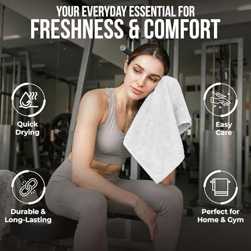 RIVERSIDE 12 Pack Premium Wash Cloths, 12x12 in, 600 GSM, White