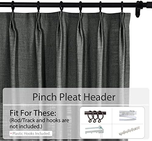 Macochico Blackout Pinch Pleat Drapes for Bedroom Thermal Insulated