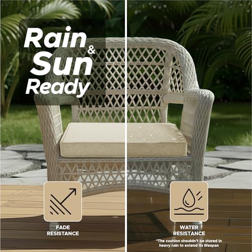Outdoor Chair Cushions, Set of 6, 19 x 19 Inch, Beige